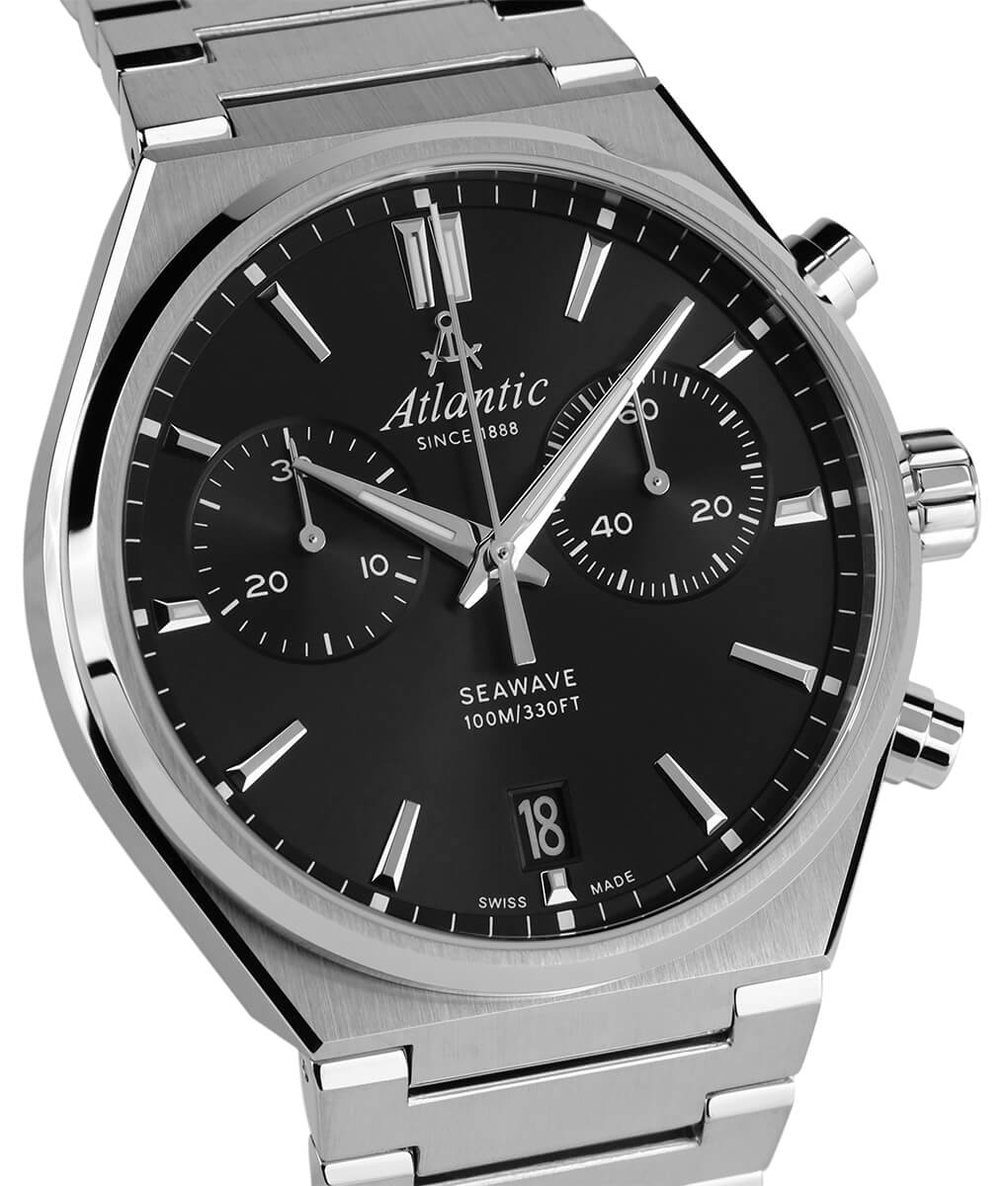 atlantic-watch-seawave-chrono-herrenuhr-black-dial-metallband-40mm image 2