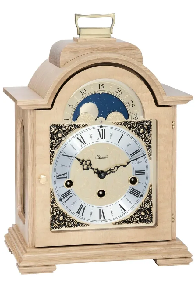 hermle-22864-050340-tischuhr-eiche-hell-mit-mondphase-und-westminster-schlag image 1