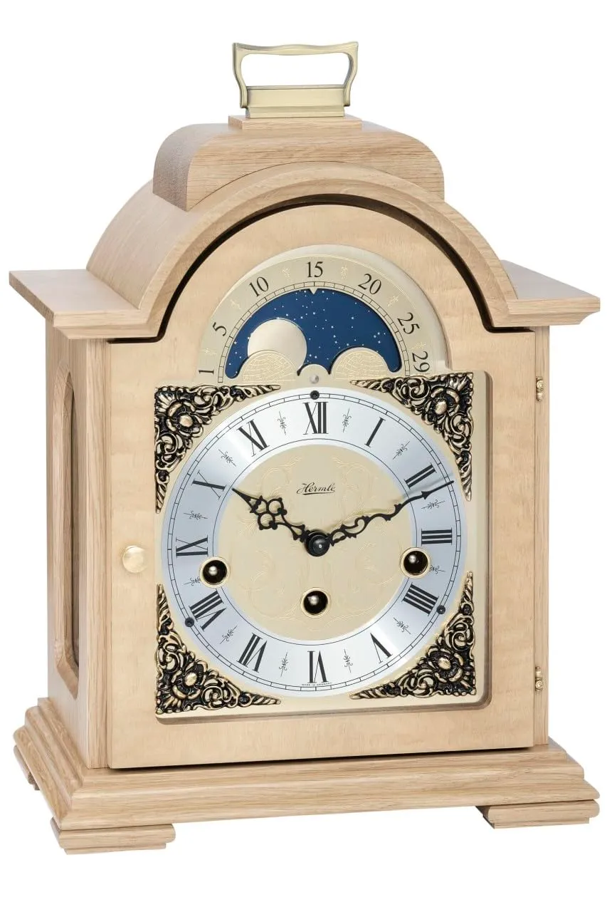 hermle-22864-050340-tischuhr-eiche-hell-mit-mondphase-und-westminster-schlag image 1