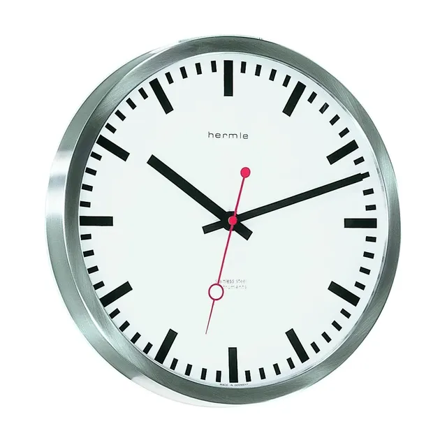 hermle-30471-000870-bahnhofsuhr-silber-funk-mit-edelstahlgeh-use image 1