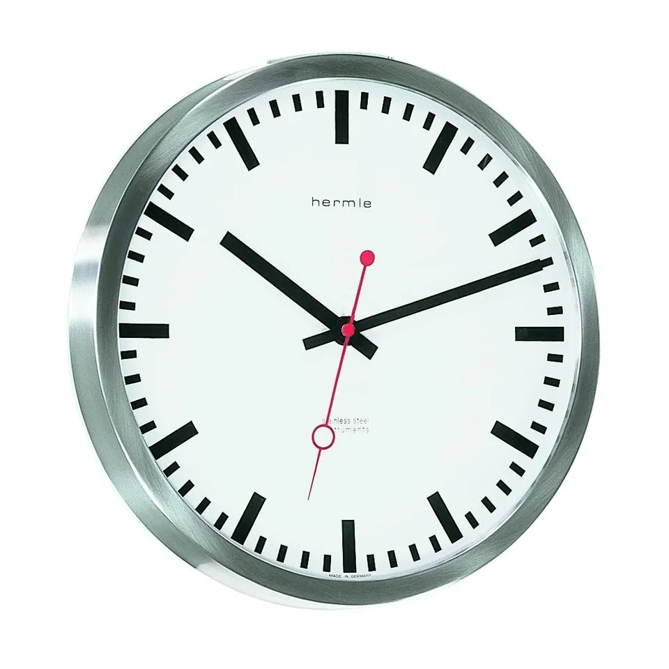 hermle-30471-000870-bahnhofsuhr-silber-funk-mit-edelstahlgeh-use image 1
