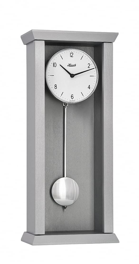 hermle-71002-l12200-avantgardistische-pendelwanduhr-quarz-hellgrau-57-cm image 1
