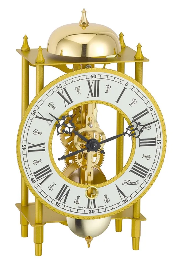 hermle-23004-000711-antike-tischuhr-gold-mit-14-tage-skelettuhrwerk image 1