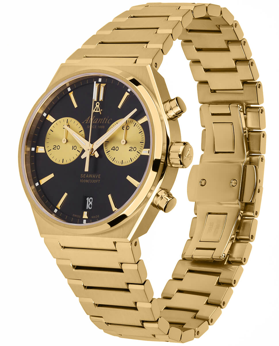 atlantic-watch-seawave-chrono-herrenuhr-gelbgold-pvd-mit-schwarzem-zifferblatt image 3