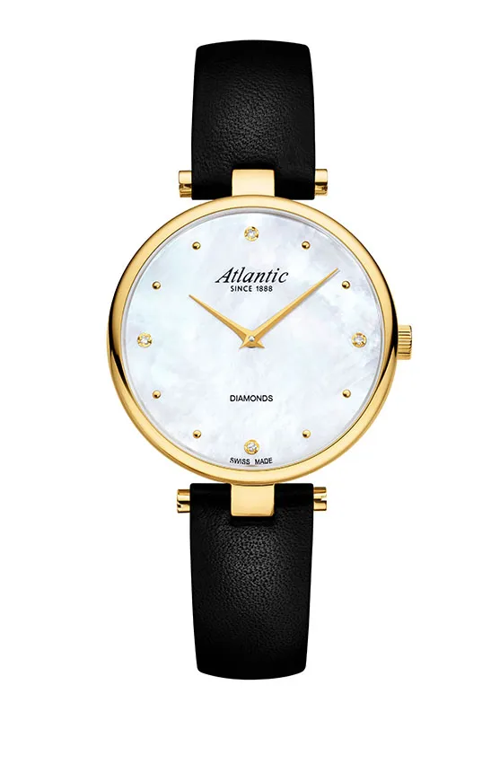 atlantic-watch-elegance-royal-diamonds-edition-damenuhr-gelbgold-pvd-leder image 1