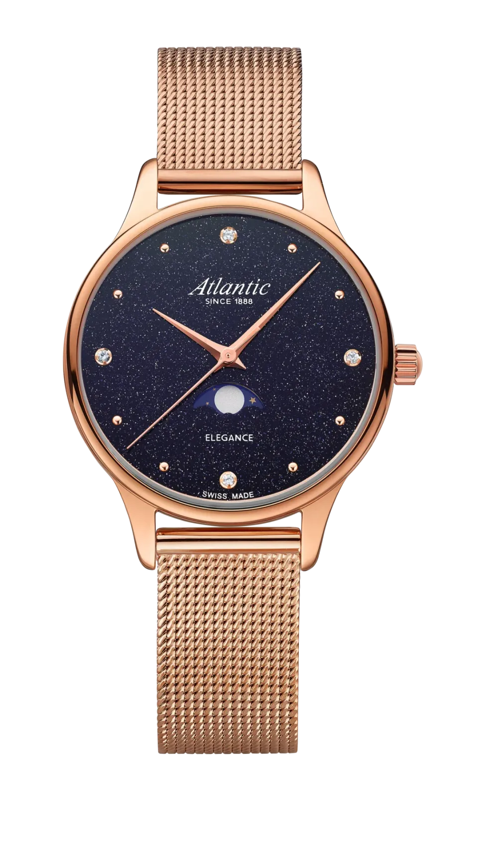 atlantic-watch-elegance-nightsky-aventurin-mondphase-rosegold-milanaiseband image 1