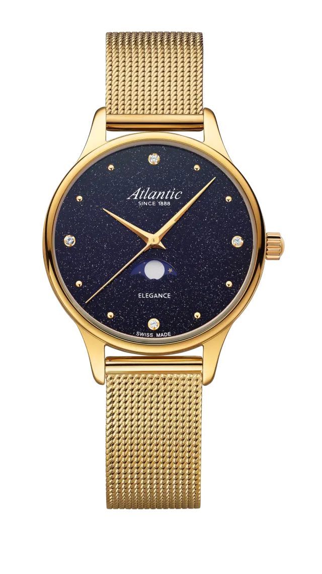 atlantic-watch-elegance-nightsky-damen-armbanduhr-gelbgold-mesh-mit-mondphase-av image 1