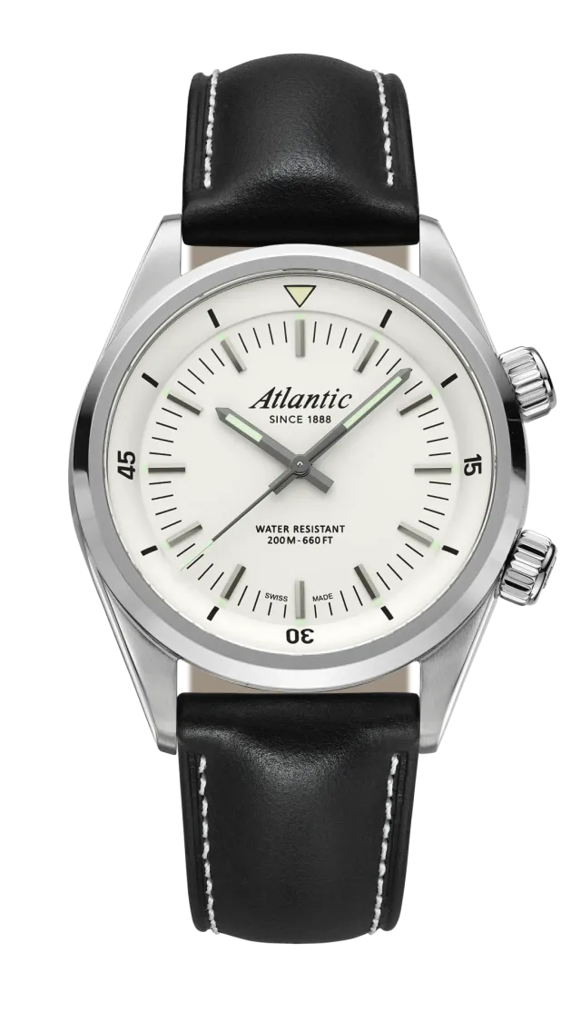 atlantic-watch-seacloud-diver-herrenuhr-white-dial-lederarmband image 1
