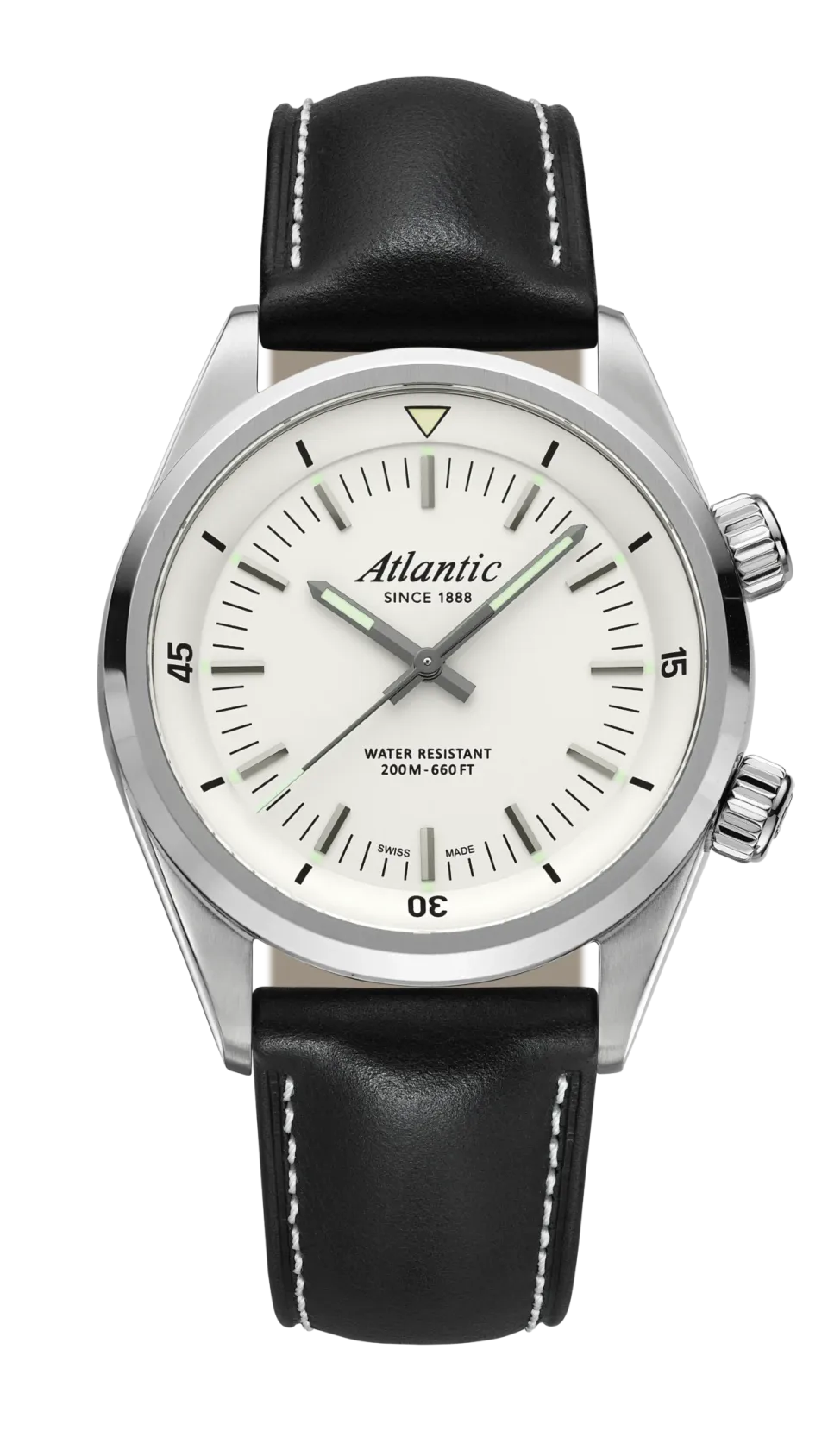 atlantic-watch-seacloud-diver-herrenuhr-white-dial-lederarmband image 1