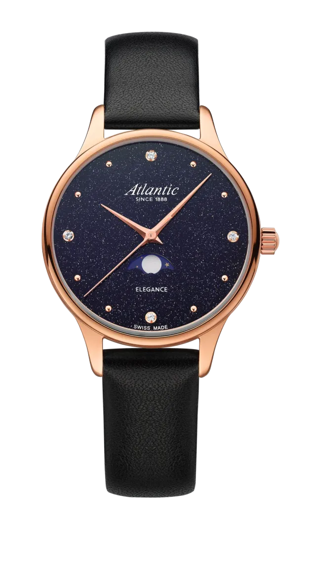 atlantic-watch-elegance-nightsky-aventurin-mondphase-herrenuhr-ros-gold-leder image 1