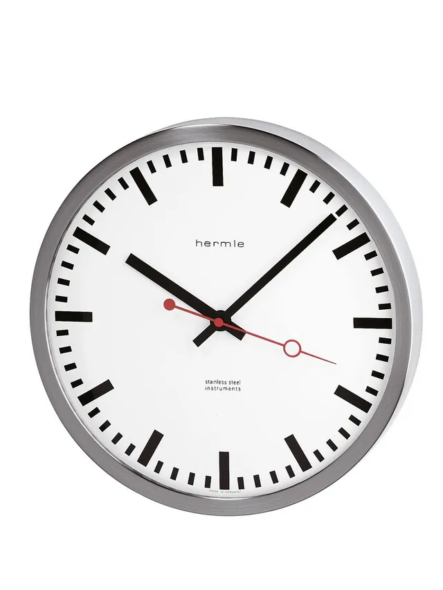 hermle-30471-000870-wanduhr-edelstahl-funk-30-cm image 1