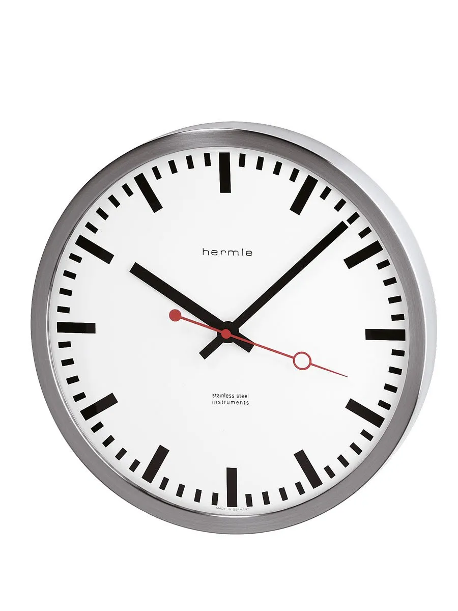 hermle-30471-000870-wanduhr-edelstahl-funk-30-cm image 1