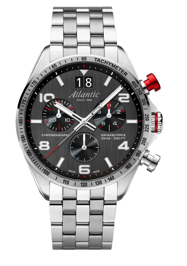 atlantic-watch-grand-prix-quartz-chronograph-herrenuhr-schwarz-stahl image 1