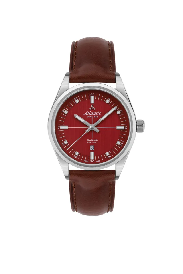 atlantic-watch-seacloud-quarz-rot-leder-herrenuhr image 1