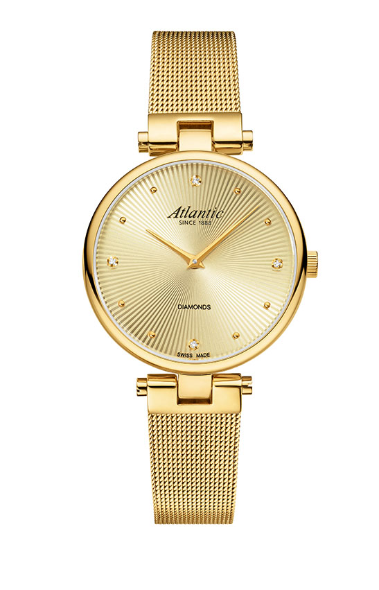 atlantic-watch-elegance-royal-diamonds-damenuhr-gelbgold-pvd-pattern image 1