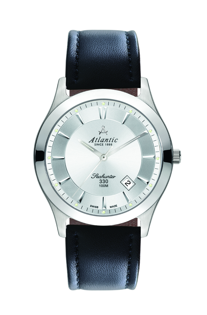 atlantic-watch-seahunter-330-herrenuhr-silber-leder image 1