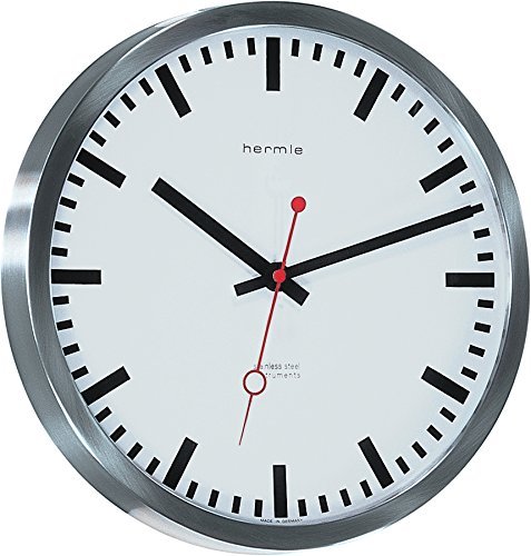 hermle-30471-000870-wanduhr-edelstahl-silber image 1