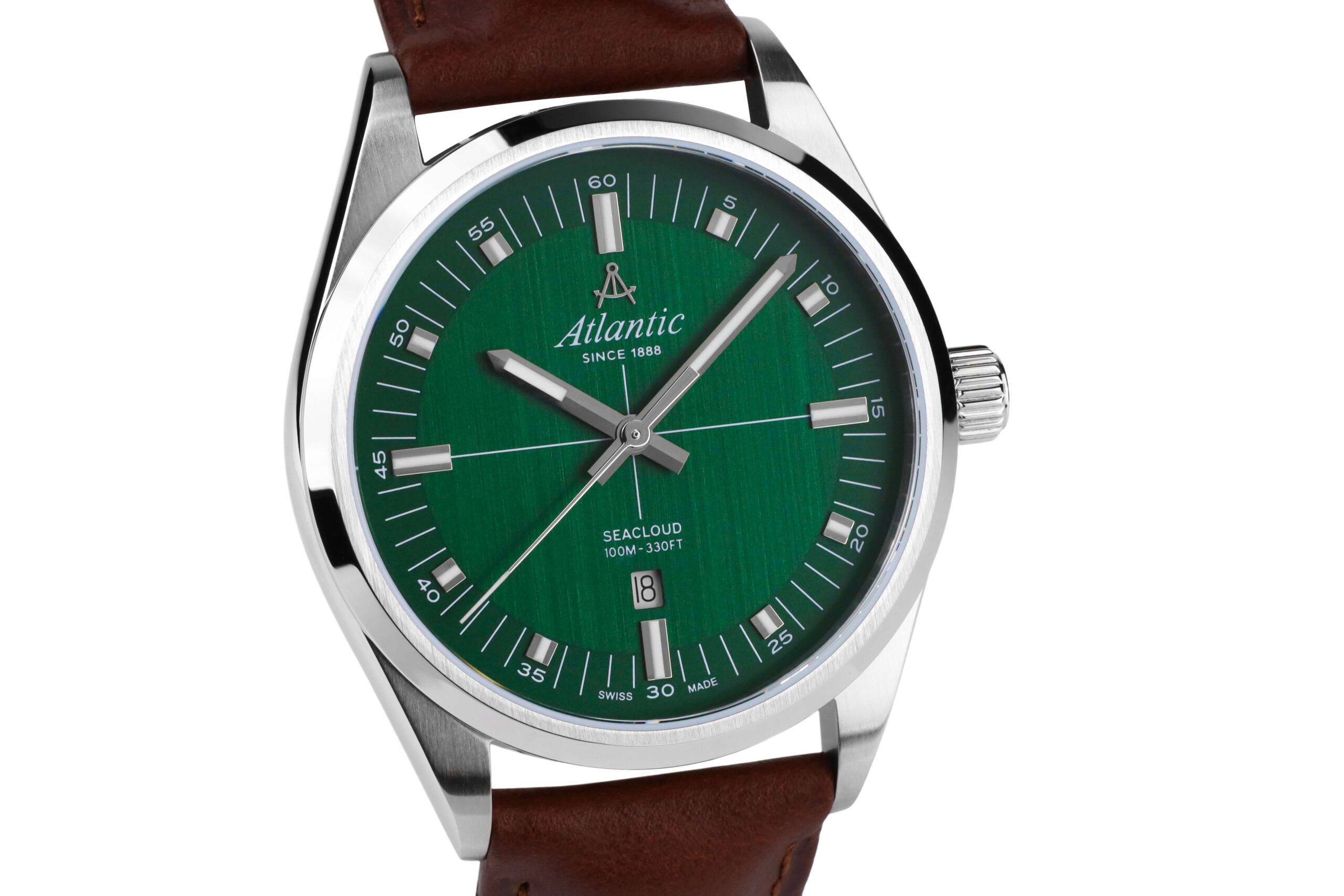 atlantic-watch-seacloud-green-dial-lederarmband image 2