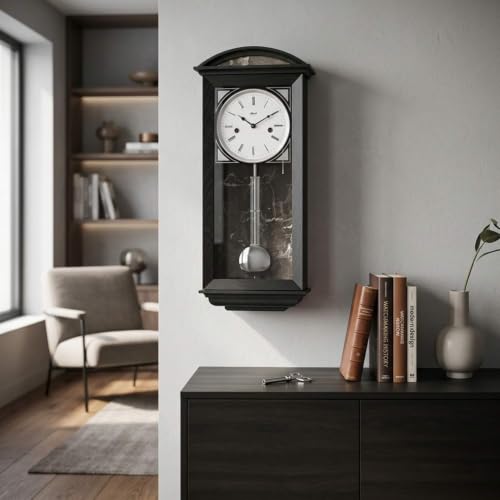 hermle-newport-pendelwanduhr-regulator-schwarz-14-tage-71024-740141 image 5
