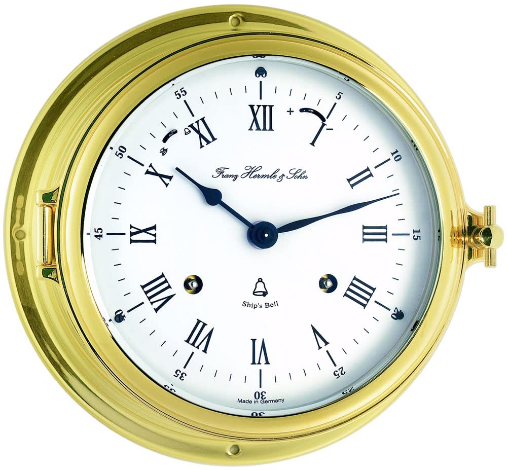 hermle-schiffsuhr-35065-000132-messing-gold-mechanisch-18-cm image 1