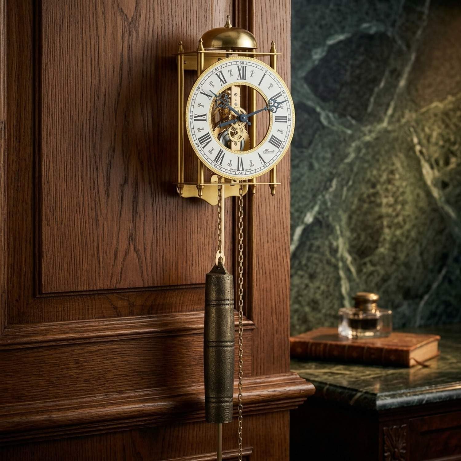 hermle-70332-000711-skelett-pendelwanduhr-gold image 3