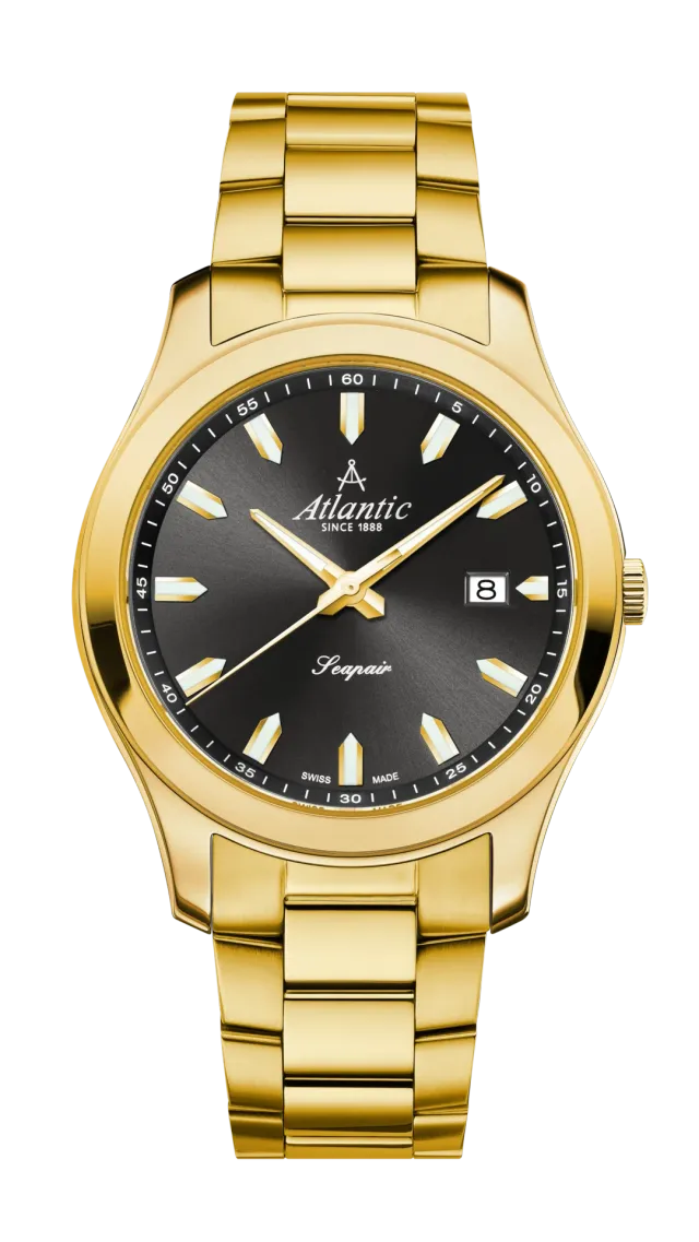 atlantic-watch-seapair-gents-quartz-herrenuhr-schwarz-gelbgold-pvd image 1
