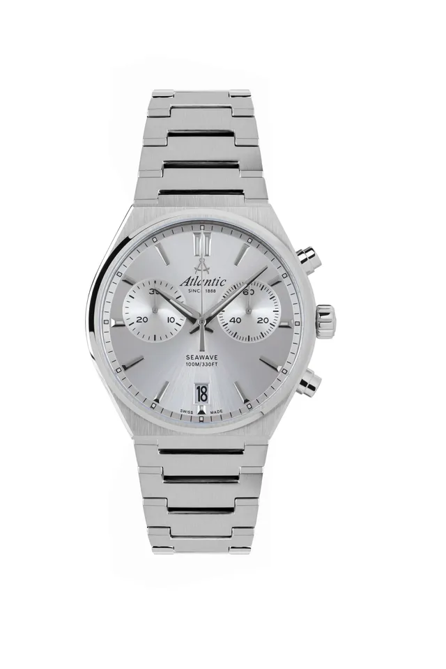 atlantic-watch-seawave-chrono-herrenuhr-silber-metallband-40mm image 1
