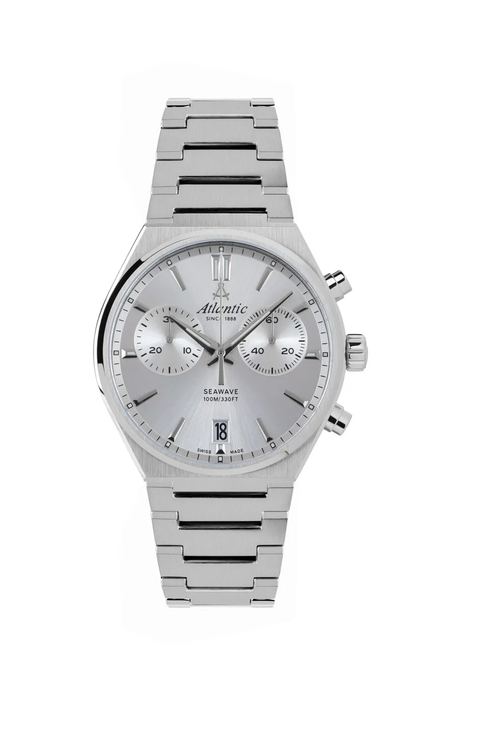atlantic-watch-seawave-chrono-herrenuhr-silber-metallband-40mm image 1