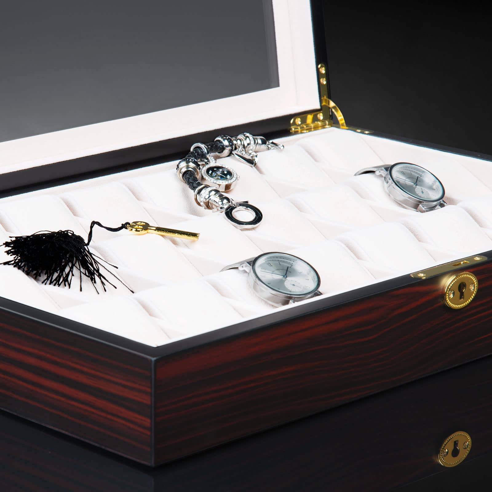 designh-tte-auckland-24-uhrenbox-braun-schwarz-f-r-24-uhren image 3