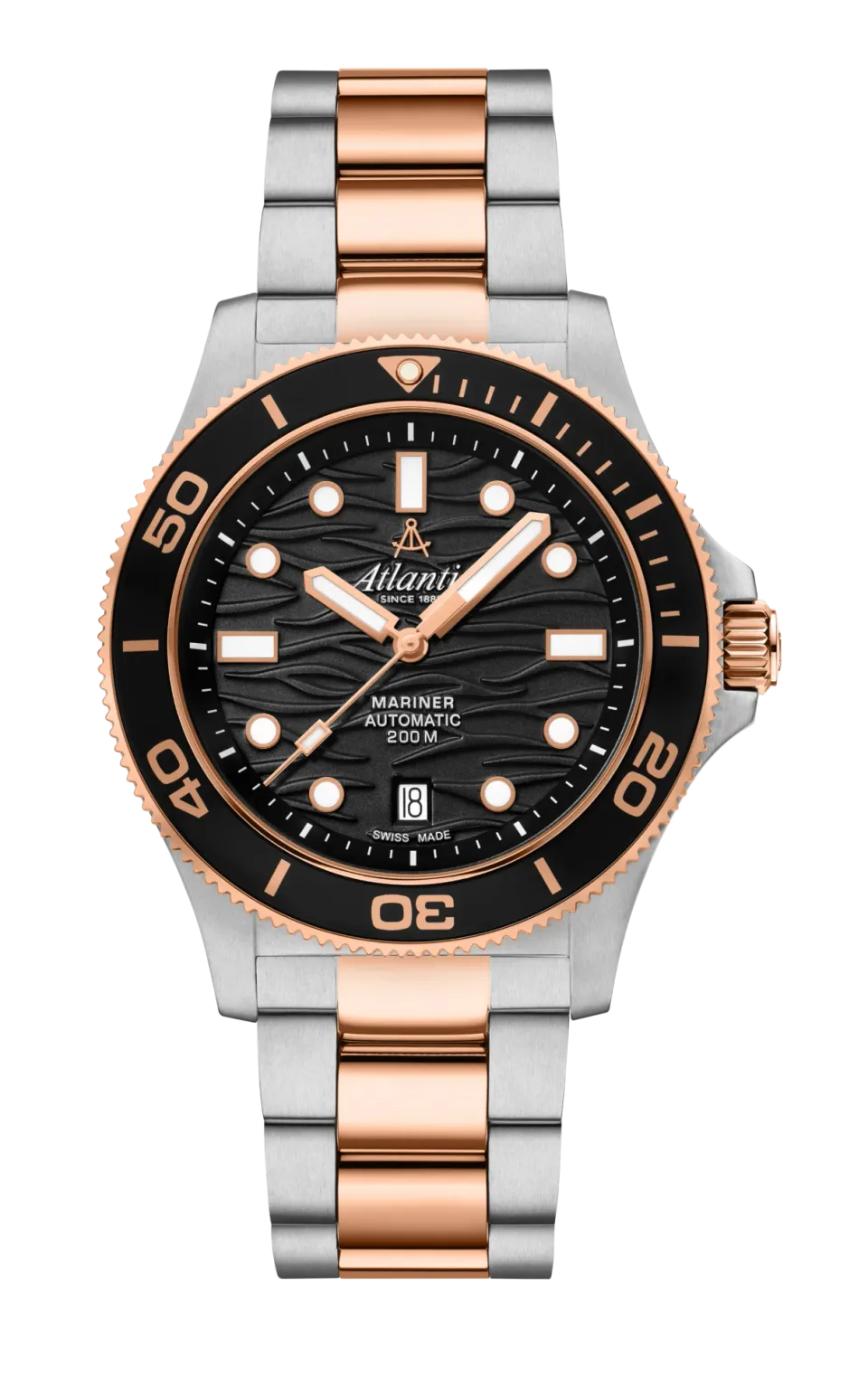 atlantic-mariner-wave-automatik-herrenuhr-schwarz-ros-gold-zifferblatt image 1