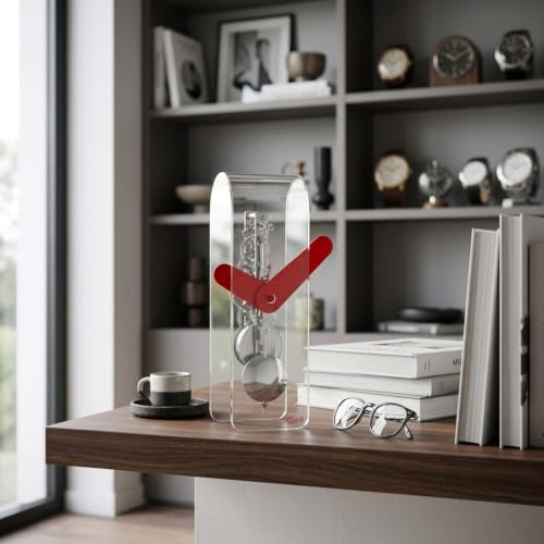 hermle-23065-y10721-tischuhr-acryl-rot-14-tage-skelett-23-cm image 5