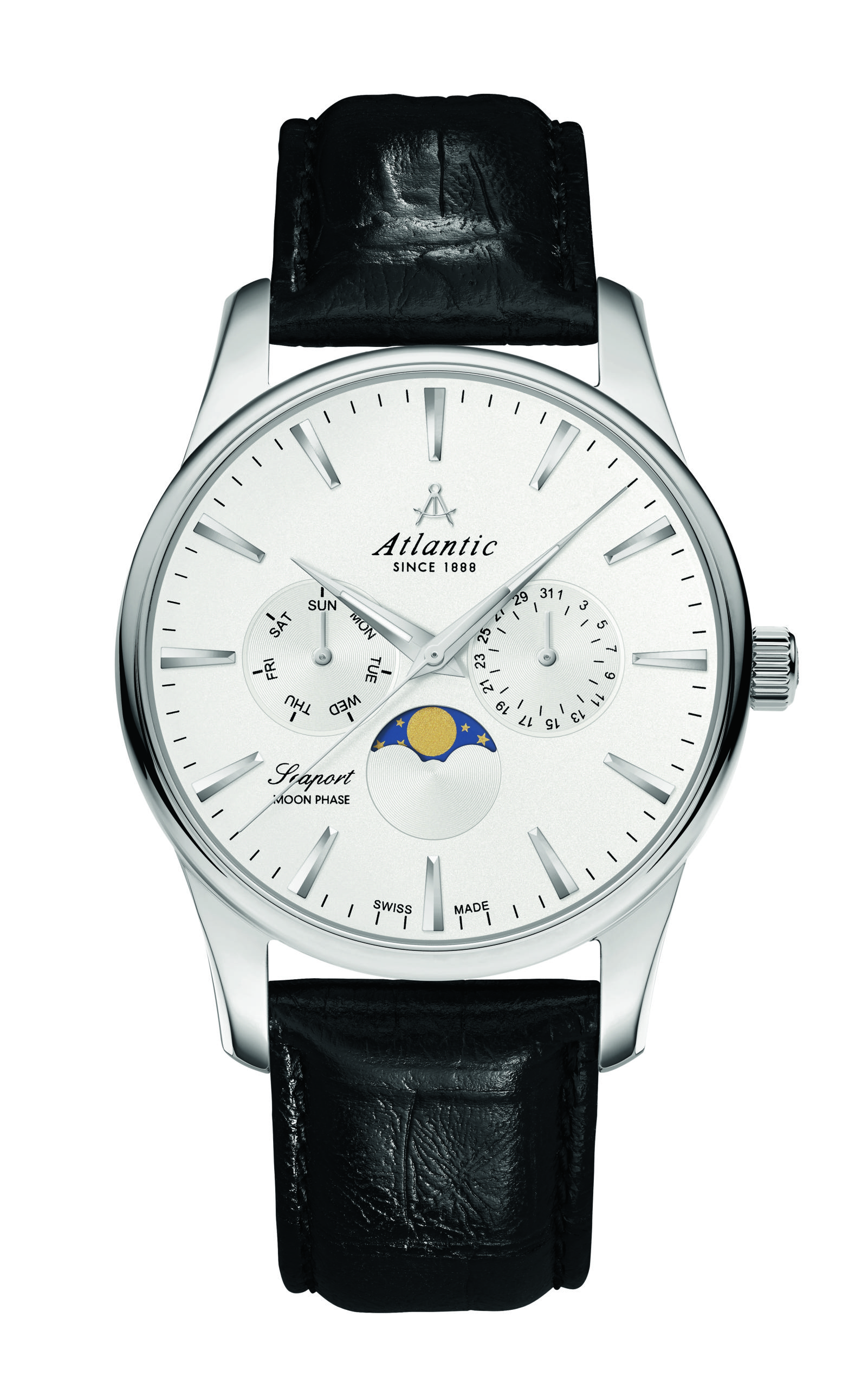 atlantic-watch-seaport-mondphase-herrenuhr-silber-schwarz image 1