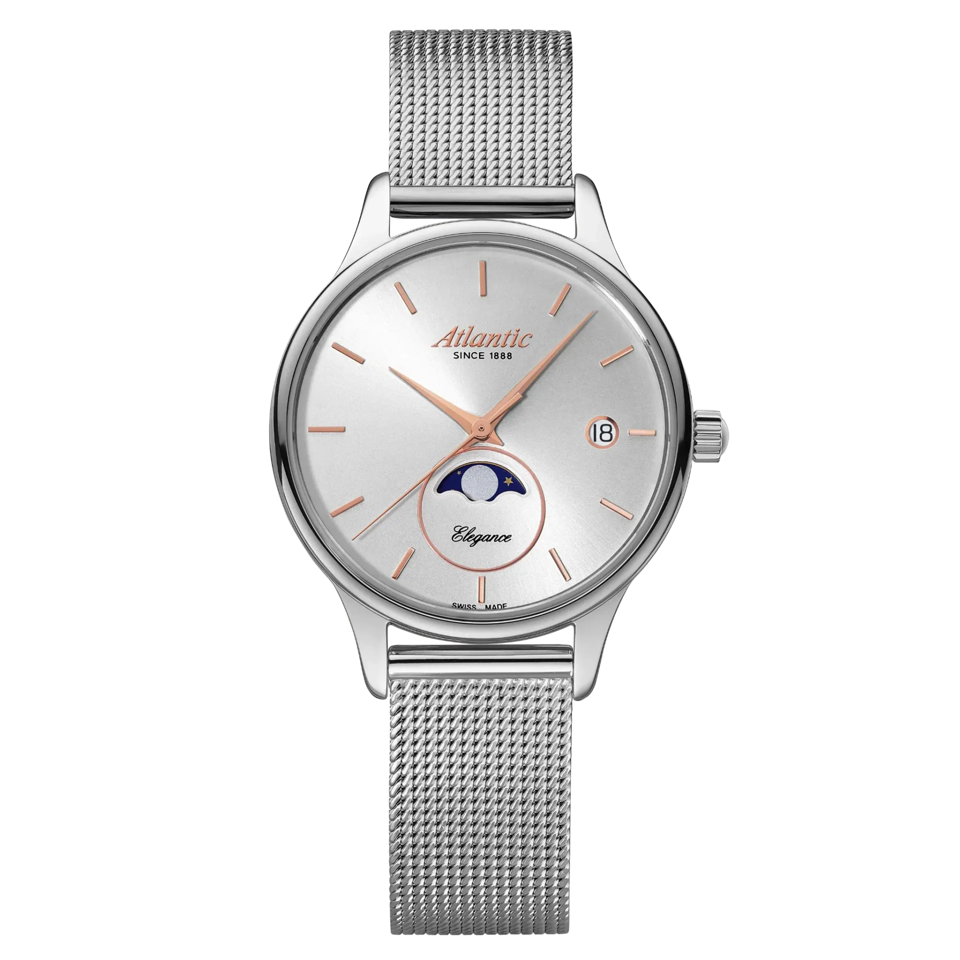 atlantic-watch-elegance-moonphase-quarzuhr-silber-ros-gold image 1